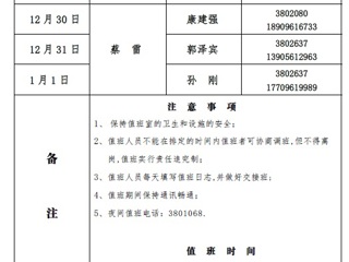 jinnianhui今年会（滨湖校区）后勤服务与管理与处2018年元旦假期值班表