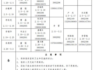 jinnianhui今年会（相山校区）学校党政办公室2018年寒假值班表