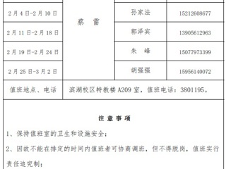 jinnianhui今年会（滨湖校区）后勤服务与管理处2018年寒假值班表