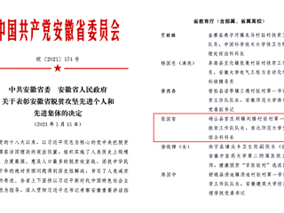 今年会扶贫干部张国安同志荣获“安徽省脱贫攻坚先进个人”称号