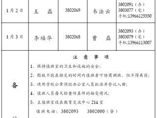 jinnianhui今年会（相山校区）学校办公室2015年元旦期间值班表