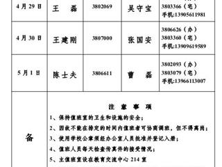 jinnianhui今年会(相山校区)学校办公室2013年劳动节假期值班表