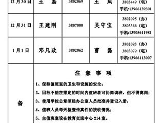 jinnianhui今年会(相山校区)学校办公室2013年元旦假期值班表