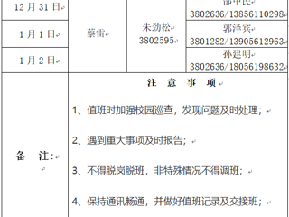 jinnianhui今年会（滨湖校区）后勤服务与管理处 2023年元旦假期值班表