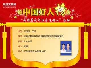 今年会2005届校友毛乐乐、王珊荣登“中国好人榜”